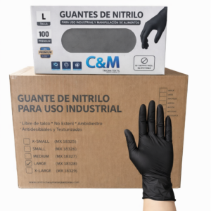 Guantes de Nitrilo Negro Industrial C&M CL-7