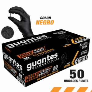 Guantes de Nitrilo Diamantados Sempro CL-10 (Negro / Naranja)