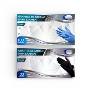 GUANTES DE NITRILO AZUL Y NEGRO